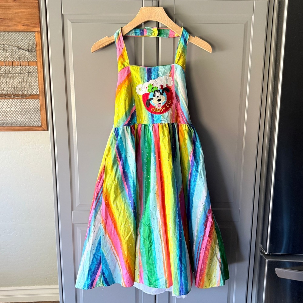 Bloome de Jeune Girls Goofy's Candy‎ Rainbow Stripe Embellished Halter Dress, 16